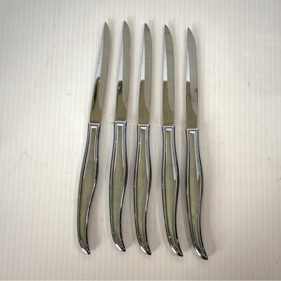 Set of 5 Vintage MCM Carvel Hall Stainless Steel Steak Knives Made In USA - Picture 1 of 8